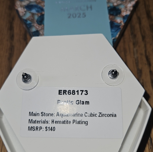 Bomb Party March Birthday Earrings. Aquamarine Cubic Zircornia. - Picture 2 of 4